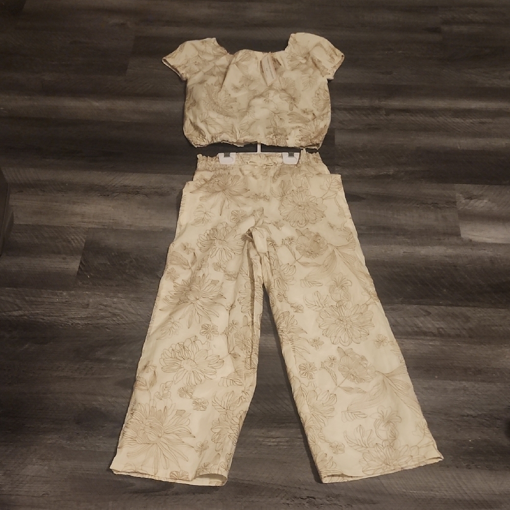 Cupcakes & Cashmere Cream Textured Jumpsuit with High-Waisted Palazzo Pants